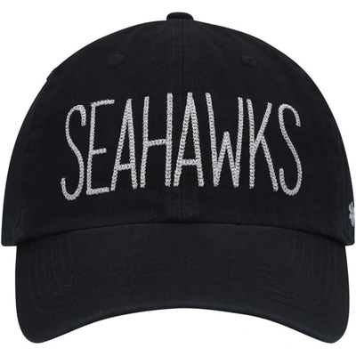Shop 47 ' Black Seattle Seahawks Shimmer Text Clean Up Adjustable Hat