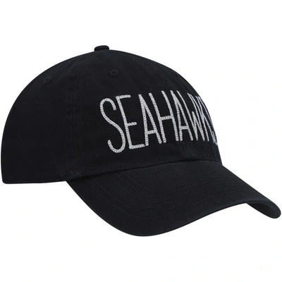 Shop 47 ' Black Seattle Seahawks Shimmer Text Clean Up Adjustable Hat