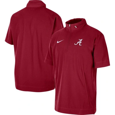 Shop Nike Crimson Alabama Crimson Tide Coaches Half-zip Short Sleeve Jacket