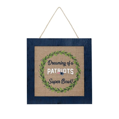 Shop Foco New England Patriots 12'' Double-sided Burlap Sign In Navy