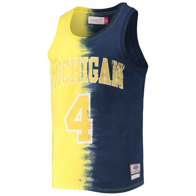 Mitchell & Ness Men's  Chris Webber Maize, Navy Michigan Wolverines Name And Number Tie-dye Tank Top In Maize