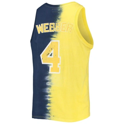 Mitchell & Ness Men's  Chris Webber Maize, Navy Michigan Wolverines Name And Number Tie-dye Tank Top In Maize