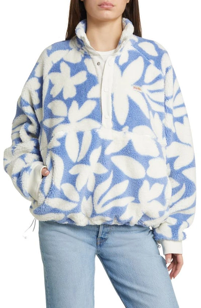 Shop Rip Curl Hot Tropics Polar Fleece Half Placket Pullover In Mid Blue