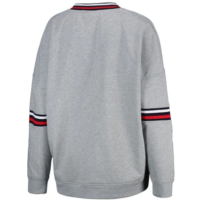 Shop The Wild Collective Heather Gray New England Patriots Vintage V-neck Pullover Sweatshirt