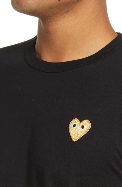 Comme Des Garçons Black Crewneck Heart Logo T-shirt In Black 1