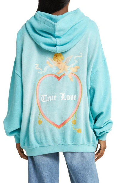 Shop Boys Lie Head Over Heels Cotton French Terry Hoodie In Blue