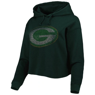 Shop Cuce Green Green Bay Packers Crystal Logo Cropped Pullover Hoodie