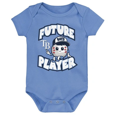 Shop Outerstuff Newborn & Infant Light Blue/navy/white Tampa Bay Rays Minor League Player Three-pack Bodysuit Set