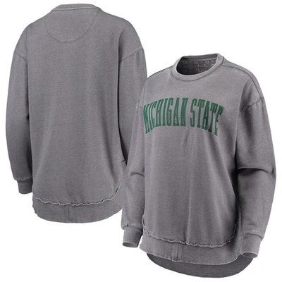 Shop Pressbox Heather Gray Michigan State Spartans Vintage Wash Pullover Sweatshirt