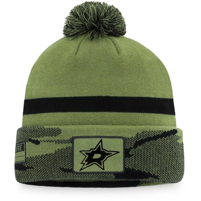 Shop Fanatics Branded Camo Dallas Stars Military Appreciation Cuffed Knit Hat With Pom