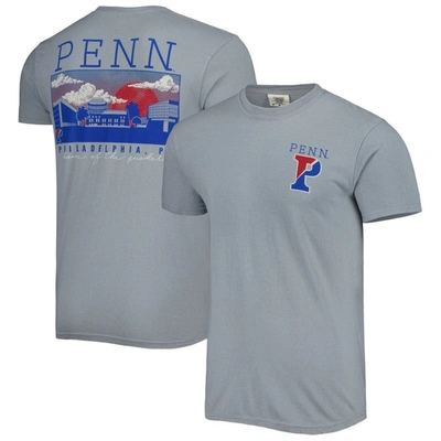 Shop Image One Gray Pennsylvania Quakers Campus Scenery Comfort Color T-shirt In Blue
