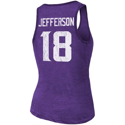 Shop Majestic Threads Justin Jefferson Heathered Purple Minnesota Vikings Name & Number Tri-blend Tank To