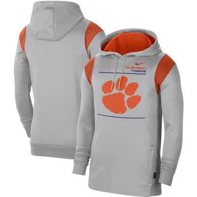 Shop Nike Gray Clemson Tigers 2021 Team Sideline Performance Pullover Hoodie