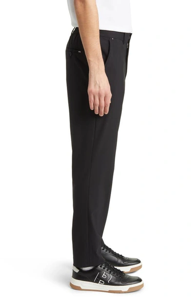 Shop Hugo Boss Genius Flat Front Stretch Wool Blend Pants In Black