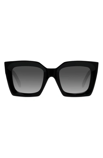 Shop Celine 51mm Polarized Square Sunglasses In Black/ Smoke