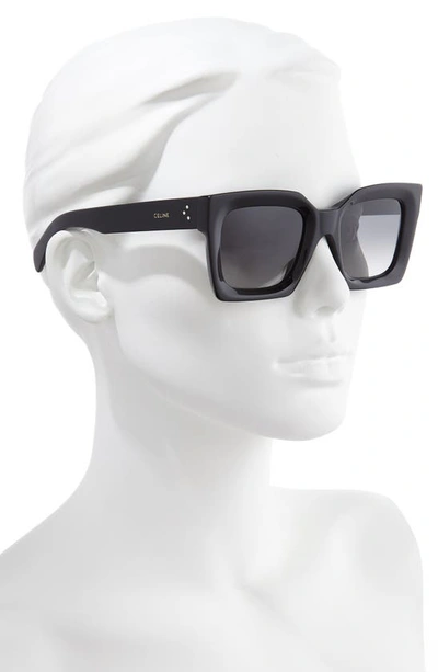 Shop Celine 51mm Polarized Square Sunglasses In Black/ Smoke