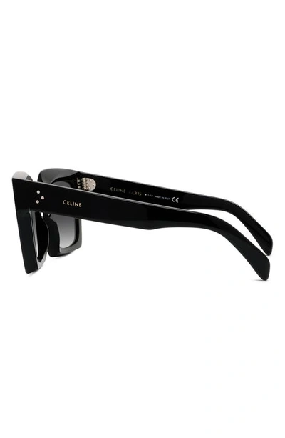 Shop Celine 51mm Polarized Square Sunglasses In Black/ Smoke