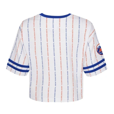 Shop Outerstuff Girls Youth White New York Mets Ball Striped T-shirt
