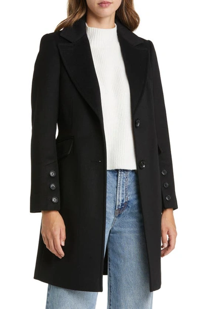 Shop Sam Edelman Wool Blend Notch Collar Coat In Black