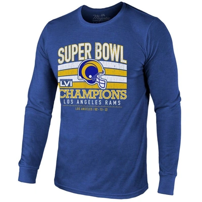 Shop Majestic Threads Royal Los Angeles Rams Super Bowl Lvi Champions Tri-blend Long Sleeve T-shirt