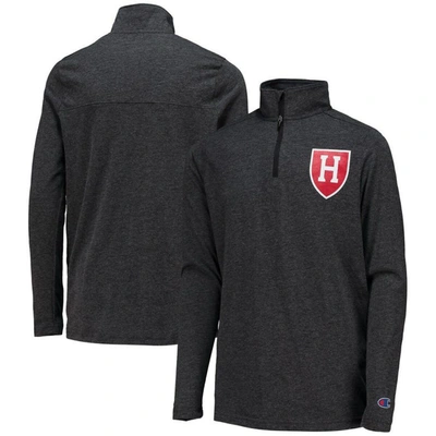 Shop Champion Youth  Heathered Black Harvard Crimson Field Day Quarter-zip Jacket In Heather Black