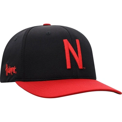 Shop Top Of The World Black/scarlet Nebraska Huskers Two-tone Reflex Hybrid Tech Flex Hat