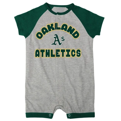 Shop Outerstuff Infant  Heather Gray Oakland Athletics Extra Base Hit Raglan Full-snap Romper