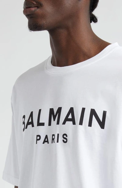 Shop Balmain Organic Cotton Logo Graphic T-shirt In Gab White/ Black