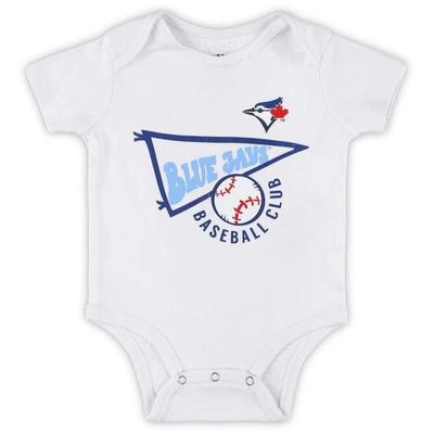 Shop Outerstuff Newborn & Infant Powder Blue/white/heather Gray Toronto Blue Jays Biggest Little Fan 3-pack Bodysuit In Royal