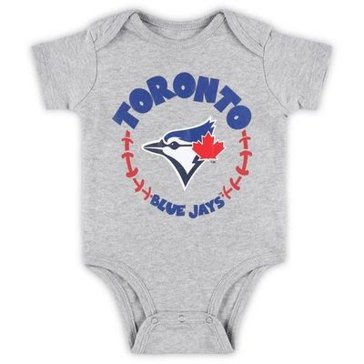 Shop Outerstuff Newborn & Infant Powder Blue/white/heather Gray Toronto Blue Jays Biggest Little Fan 3-pack Bodysuit In Royal