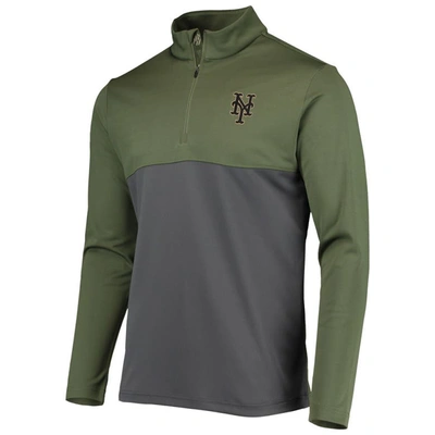 Shop Levelwear Olive New York Mets Delta Pursue Quarter-zip Jacket