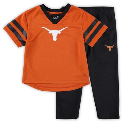 Shop Outerstuff Toddler Texas Orange/black Texas Longhorns Red Zone Jersey & Pants Set In Burnt Orange