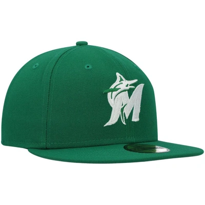 Shop New Era Kelly Green Miami Marlins White Logo 59fifty Fitted Hat