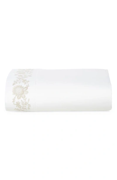 Shop Ralph Lauren Eloise Embroidered 624 Thread Count Organic Cotton Flat Sheet In True Platinum