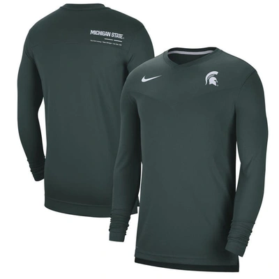 Shop Nike Green Michigan State Spartans 2022 Coach Performance Long Sleeve V-neck T-shirt