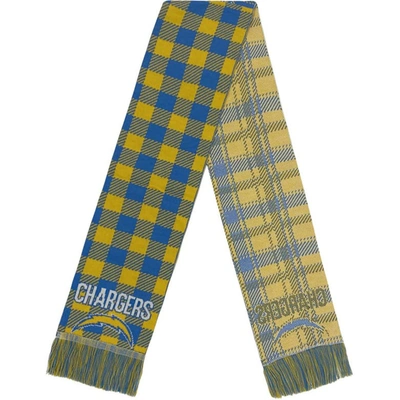 Shop Foco Los Angeles Chargers Plaid Color Block Scarf In Navy