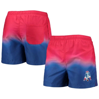 Shop Foco Red/royal New England Patriots Retro Dip-dye Swim Shorts