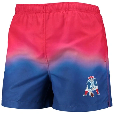 Shop Foco Red/royal New England Patriots Retro Dip-dye Swim Shorts