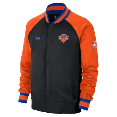 Shop Nike Black/orange New York Knicks 2022/23 City Edition Showtime Thermaflex Full-zip Jacket
