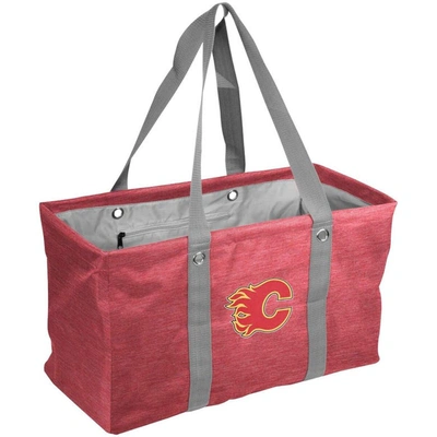 Shop Logo Brands Calgary Flames Crosshatch Picnic Caddy Tote Bag In Red