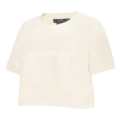 Shop Pro Standard Cream Brooklyn Nets Neutral Boxy Crop T-shirt