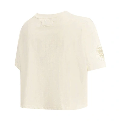 Shop Pro Standard Cream Brooklyn Nets Neutral Boxy Crop T-shirt