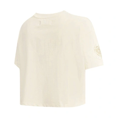 Pro Standard Cream Brooklyn Nets Neutral Boxy Crop T-shirt In Cream
