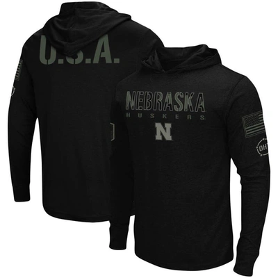 Shop Colosseum Black Nebraska Huskers Oht Military Appreciation Hoodie Long Sleeve T-shirt