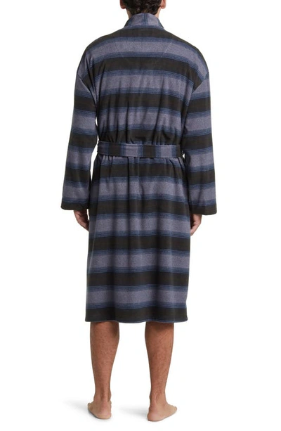 Shop Majestic Line Up Cotton Robe In Blue Stripe