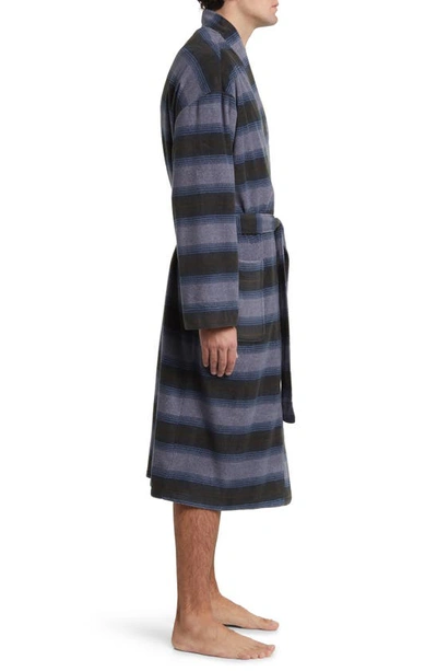 Shop Majestic Line Up Cotton Robe In Blue Stripe