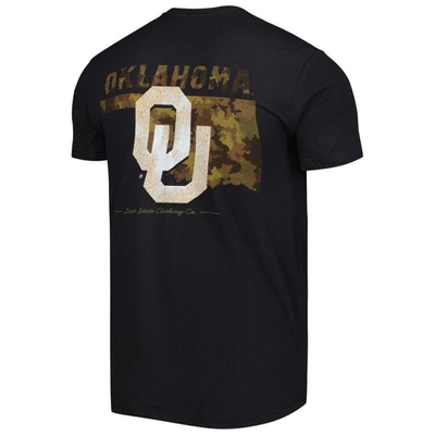 Shop Great State Clothing Black Oklahoma Sooners Camo Flag 2-hit T-shirt
