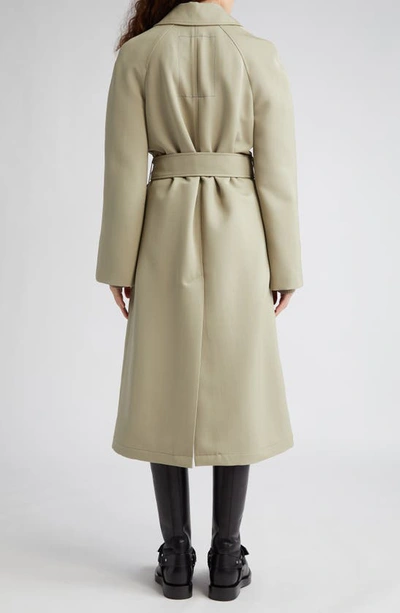 Shop Burberry Belted Wool Coat In Hunter