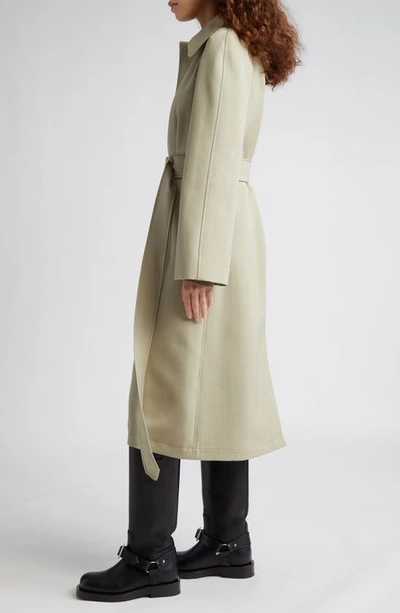 Shop Burberry Belted Wool Coat In Hunter