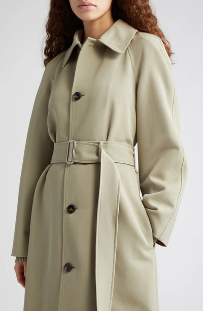 Shop Burberry Belted Wool Coat In Hunter